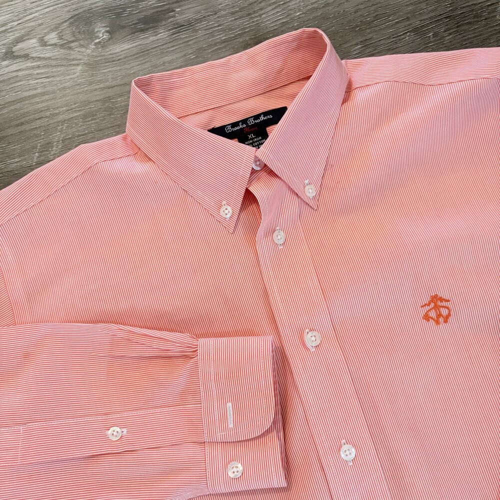 Brooks Brothers Fleece Striped‎ Button Down L/S Shirt Size XL *FLAWS*
